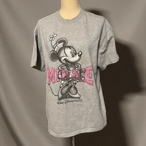 Disney Women's Gray Minnie Mouse Short Sleeve Tee large